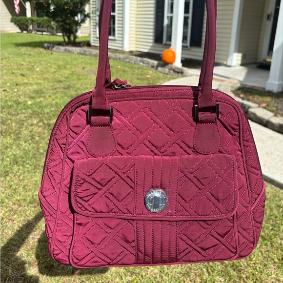NEW Vera Bradley Raisin Matching Set Turn Lock Satchel Purse Trifold Wallet Gift - Picture 15 of 16